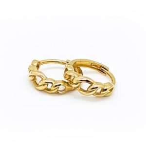 A pair of yellow gold chain link hoop earrings.