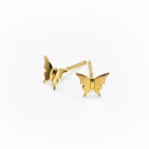 Yellow gold butterfly studs
